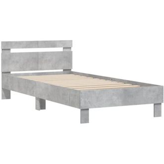 vidaXL Vidaxl - Cama Con Cabecero Madera De Ingenier&iacute;a Gris Hormig&oacute;n 100x200 Cm