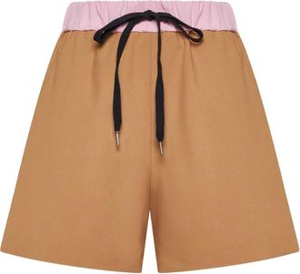 Blanca Vita Shorts in seta con vita elasticizzata - Toni neutri