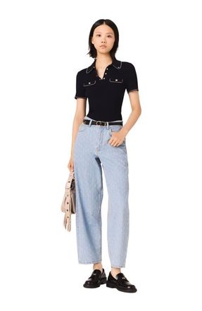Maje Short-sleeve polo shirt in Navy at Nordstrom, Size X-Small