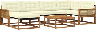 vidaXL Conjunto De Sof&aacute;s De Exterior 7 Uds. Natural Y Crema Vidaxl