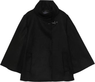 Fay Capejas met Toggle Sluiting - Dames - Ponchos - Zwart - L - Wol - Jassen