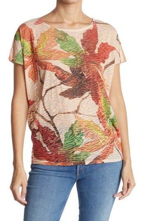 Go Couture Burnout Cap Sleeve Dolman T-Shirt in Black Print 1 at Nordstrom Rack, Size X-Large