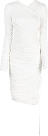 Khaite The Arabella Ruched Midi Dress - Dames - Casual kleedjes - Wit - S - Kleedjes