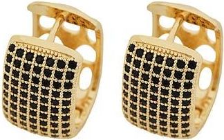 Panacea Pav&eacute; Black Crystal Square Huggie Hoop Earrings at Nordstrom Rack