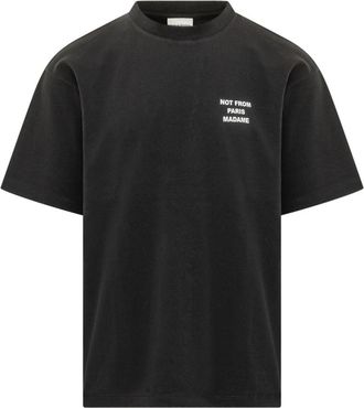 Dr&ocirc;le de Monsieur Le T-Shirt Slogan - Heren - T-shirts - Zwart - S - Katoen - Tops