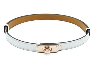 Hermès Kelly 18 Belt in White/ Gold Epsom Leather with Gold Hardware