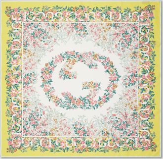 Gucci Printed Silk Twill Carr&eacute;, Green, Silk