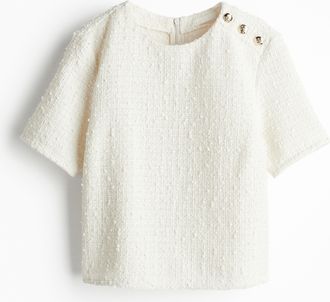 H&M Bluse aus Boucléstoff - White