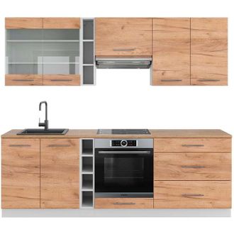 Vicco Mueble De Cocina Fame-line, Oro Potencia Roble/blanco, 235 Cm, Et Roble