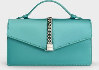 Charles & Keith Taisia Satin Chain-Strap Envelope Bag