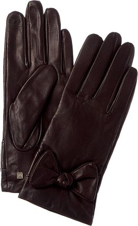 Bruno Magli Knotted Bow Cashmere-Lined Leather Gloves