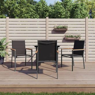 Berkfield Home 5 Piece Garden Dining Set Black Textilene & Steel