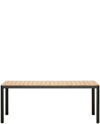 K Home Hochwertiger Gartentisch Bonna 200 x 100 cm - Schwarz/Teakholz