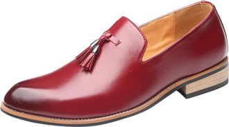 Generic Pu Leather Slip On Loafers for Men, Formal Dress Shoes Pointed Toe Oxfords Shoe Low Heel Business Shoes Trendy and Versatile Office Shoe British Casua