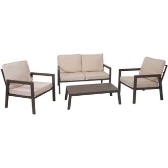Hhg Set salotto giardino esterno salottino 290 acciaio verniciato a polvere cuscini bianco avorio