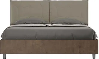 ITYhome Letto Matrimoniale con cuscini in Similpelle - egos annalisa - Tipologia Letto: Senza Rete - Dimensione Rete: 160x190 - Colore: Noce/Cappuccino