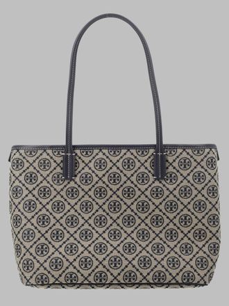 Tory Burch Womens Shoulder Bag T Monogram Blue Cotton Polyester Jacquard