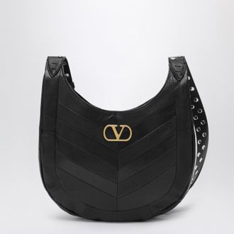 Valentino Garavani Small Hoboho bag in black chevron-pattern nappa