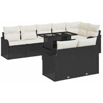 vidaXL Vidaxl - Conjunto De Sof&aacute; De Jard&iacute;n Manual 9 Pcs Negro 100 X 55 X 73 Cm