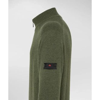Peuterey Braille Wol Half Zip Blad Groen - Heren - Coltruien - Groen - S - Wol - Truien & Vesten