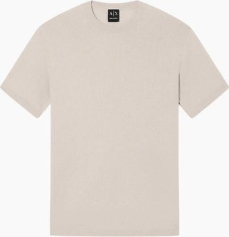 A|X Armani Exchange Mens Slim Fit Textured Knitted Beige T-Shirt - Cream - Size: 38