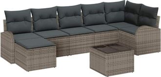 vidaXL Sofa Set with Cushion with Storage 8 pcs Grey Poly Rattan vidaXL