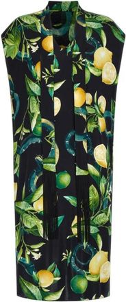Roberto Cavalli Lemon Print Midi Jurk - Dames - Casual kleedjes - Veelkleurig - 2XL - Kleedjes