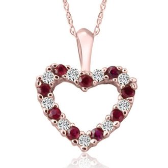 Pompeii3 1/2Ct Ruby & Diamond Heart Pendant in White, Yellow, or Rose Gold