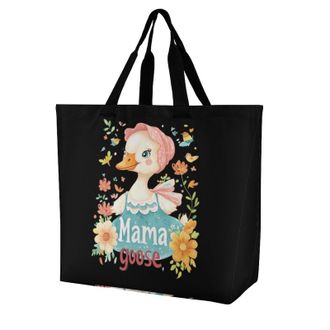 Generic Cute Mama Goose Large Reusable Shopping Bag Lightweight Foldable Tote Bags Washable Shoulder Handbag