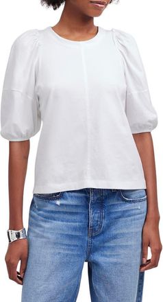 Madewell Puff Sleeve Cotton T-Shirt in Eyelet White at Nordstrom, Size Xx-Small