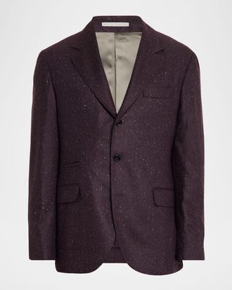 Brunello Cucinelli Mens Donegal Wool and Cashmere Notch Lapel Sport Coat