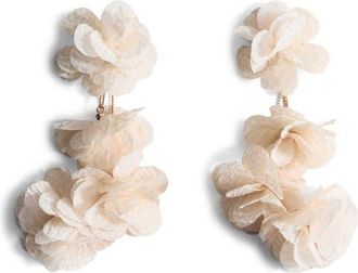 Mango Textured Flower Drop Earrings in Beige at Nordstrom