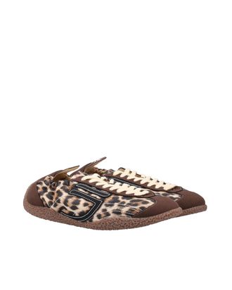 Puraai Suede with Leopard Print Upper Sneakers - Brown