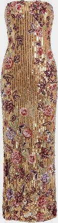 Mac Duggal Petite Strapless Floral Sequin Column Maxi Dress