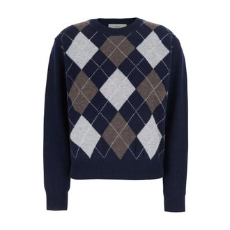 Dunst Argyle Ronde Hals Trui - Dames - Ronde hals truien - Veelkleurig - XS - Wol - Truien & Vesten