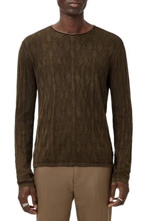 John Varvatos Brycen Broken Argyle Organic Cotton Sweater in Teakwood at Nordstrom Rack, Size X-Small