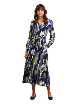 Celtic & Co. Tie Front Midi Dress in Abstract Brushstroke at Nordstrom, Size 6