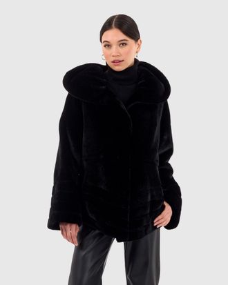 Gorski SHEARLING LAMB JACKET REVERSIBLE TO TAFFETA