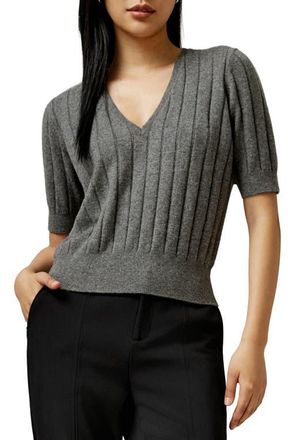LilySilk V-Neck Cashmere T-shirt in Medium Gray at Nordstrom, Size X-Large