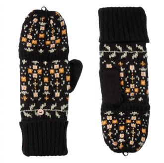 Isotoner Womens Recycled Knit Fairisle Flip Mitten In Black