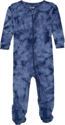 Leveret Footed Tie Dye Cotton Matching Family Pajamas in Tie Dye Navy Mix at Nordstrom, Size 18-24M