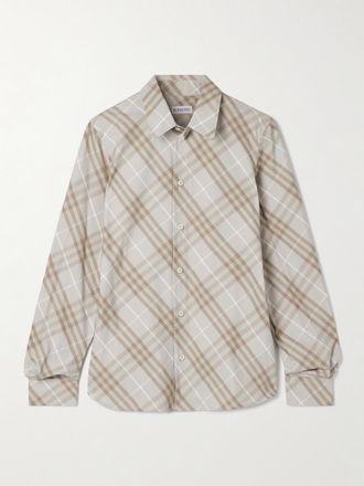 Burberry Camicia In Popeline Di Cotone A Quadri - Marrone