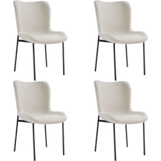 TecTake Dining Chair Tessa Set Of 4 - Woven Fabric Off-White/Black in Off-White | Size: 4 Pack