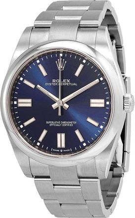 Rolex Pre-owned Rolex Oyster Perpetual Automatic Chronometer Blue Dial Mens Watch 124300BLSO