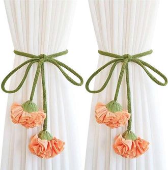 No Brand Sujetadores De Cortinas Hechos A Mano, Soportes De Cortinas Trenzados Con Flores De Estilo Bohemio, Cuerda Decorativa Para La Decoraci&oacute;n De Ventanas D