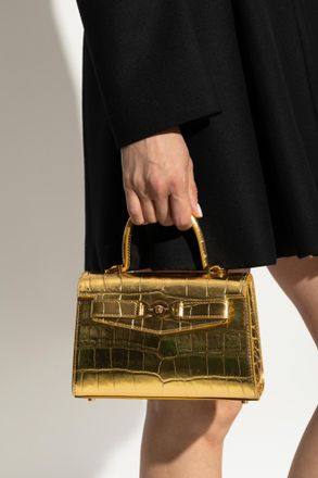 Versace Leather Handbag, Womens, Gold