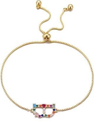 Adornia Mixed Crystal Initial Chain Bracelet in Gold-B at Nordstrom Rack