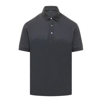 Ermenegildo Zegna Polo Shirts, male, Blue, Size: 2XL Cotton and Silk Polo