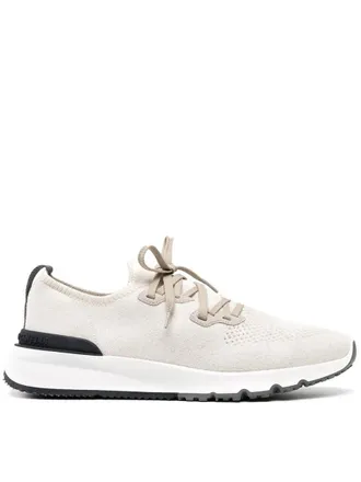 Brunello Cucinelli Beige Lace Up Sneakers