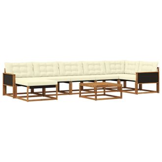 vidaXL Conjunto De Sof&aacute;s De Exterior Con Coj&iacute;n 8 Pcs Natural Y Crema Vidaxl